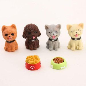 6 Pcs Dog Figurines Resin Crafts Micro Landscape Dog Animals Statue Miniature Do